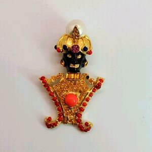 Blackamoor Brooch Gold Tone & Stone's